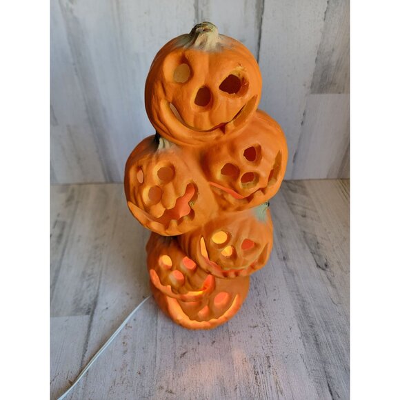 Gemmy pumpkin stack Halloween light up home decor prop Styrofoam - Picture 1 of 10